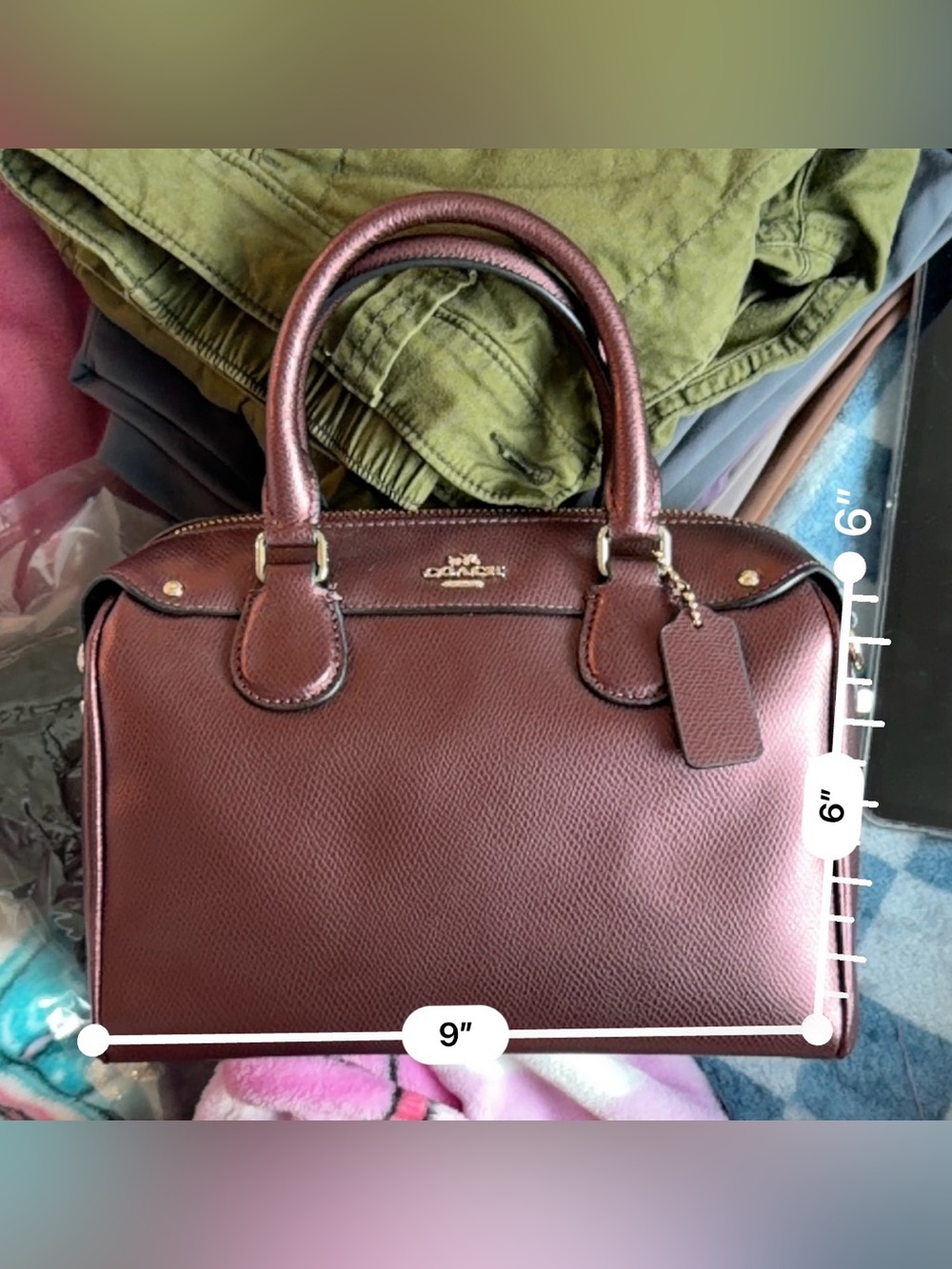 Coach Bennett Metallic Plum Dome Satchel with Gold Hardware - Picture 10 of 10
